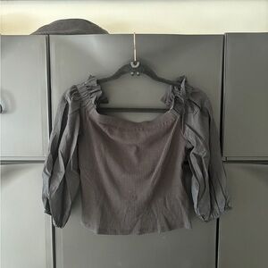 Who What Wear Black Ruffled Blouse